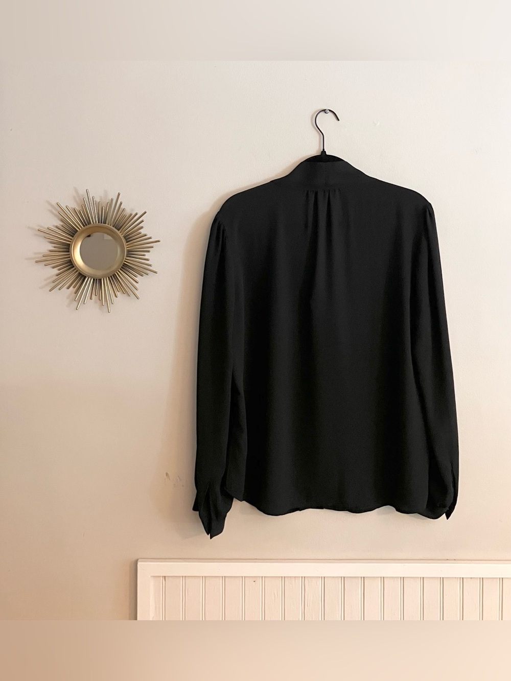 J Crew Black Pleated Button-Front V-Neck Blouse EUC - Picture 2 of 8